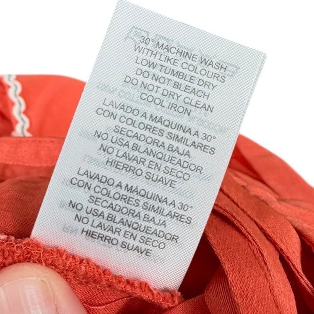 NWT Anthropologie Celandine Coral Lace Trim Ruched 100% Cotton Crop Top‎ M/L - Picture 7 of 7